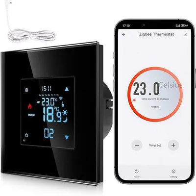 Productafbeelding van Zigbee Slimme Thermostaat Inbouw met Sensor, Digitale Kamerthermostaat voor Water, Vloerverwarming en Boiler, Compatibel met Alexa en Go