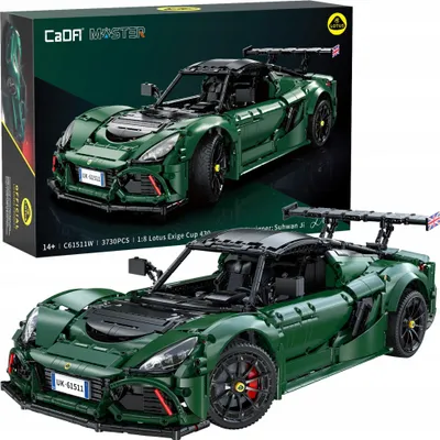 A product box for a toy car model, with a separate image of the assembled toy car.
