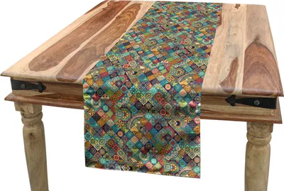 Produktbild von ABAKUHAUS marokkanisch Tischläufer, Orientalische Motive, Esszimmer Küche Rechteckiger Dekorativer Tischläufer, 40 x 225 cm, Mehrfarbig