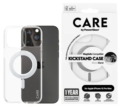 Obrázok produktu pre PanzerGlass CARE™ by ® Case Transparent w. Silver Kickstand & MagSafe iPhone 15 Pro Max, Ochranný obal, Apple, Apple - iPhone 15 Pro Max, 17 cm (6.7"), Priehľadná