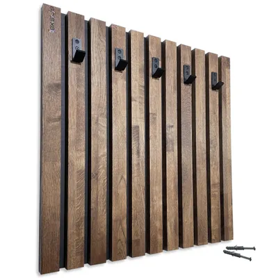 Immagine prodotto di Appendiabiti da parete Appendiabiti da parete in legno di quercia a doghe marrone 60cm 4 dimensioni