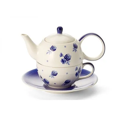 Produktbild von Tea for one Set "Almut" | in blau-weiß | handbemalt | aus Keramik