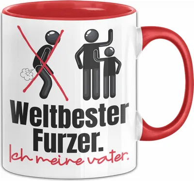 Produktbild von Vater Geschenk Tasse Weltbester Furzer Papa Geschenkidee zum Vatertag von Sohn Tochter  (Rot)