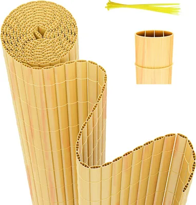 Produktbild von PVC Sichtschutzmatte Outdoor Balkonverkleidung Wetterfest UV-Schutz Sichtschutzzaun Balkon Terrasse Windschutz Sichtschutz  für Balkon Garten Markise Zaun Terrasse mit Kabelbindern Bambus 80x800cm