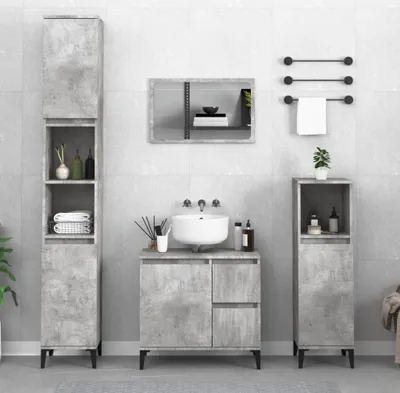 Produktbild von Badschrank Betongrau 30x30x190 cm Holzwerkstoff