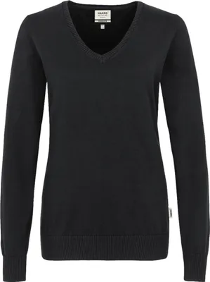 Produktbild von HAKRO Damen V-Pullover Premium-Baumwolle #133 Gr. XL schwarz