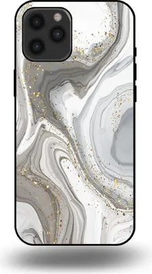 Produktbild von Smartphonica Handytasche passend für iPhone 12 Pro Max mit Marmordruck - TPU Rückseitenschutzhülle Marmordesign - Silber