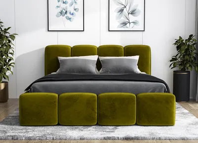 Produktbild von Polsterbett DONA 160 x 200 mit Matratze und Bettkasten. Farbe: Grün