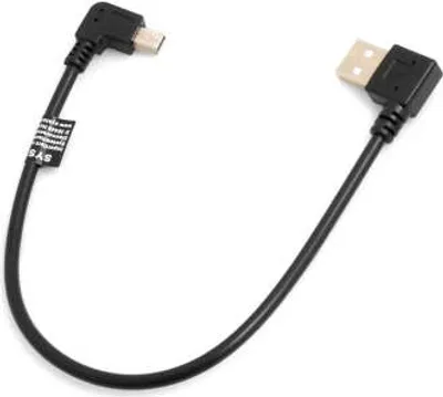Produktbild von SYSTEM-S Mini USB Kabel 90° Grad rechts gewinkelt Winkelstecker auf USB Typ A (male) links gewinkelt 26 cm