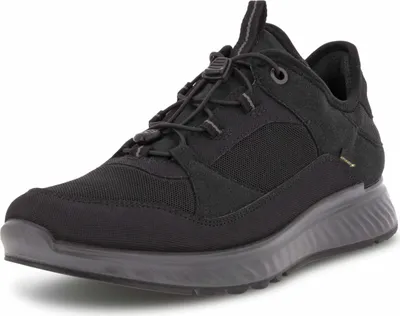 A black Ecco Exostride sneaker is shown against a white background.