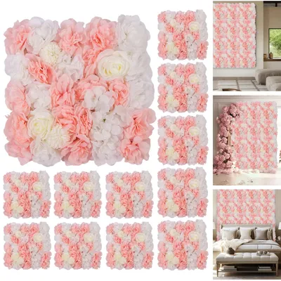 Zdjęcie produktu dla Panele "Blumenwand" - zestaw 12 sztuk. Panel dekoracyjny z różami - 38 x 38 cm. Sztuczne róże. 3D tło do zdjęć. Dekoracja na wesele i imprezy. Dekoracja wnętrz. Kolor: różowy