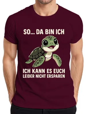 Productafbeelding van Helaas, ik kan hier niet aan ontsnappen. Schildpad, schattig cadeau, heren T-shirt, bordeauxrood, XXL