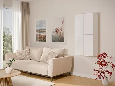 Zdjęcie produktu dla Szafka wisząca do sypialni biała 120x60x34 cm 2 drzwi połysk Tip-On regulowane półki montaż ścienny