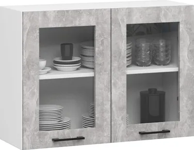 Immagine prodotto di Vetrina sospesa 80 cm VERMINA - bianco / cemento