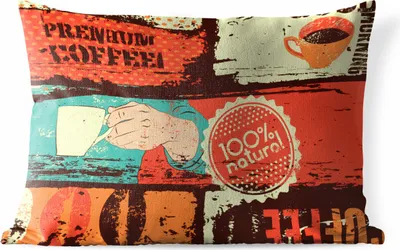Produktbild von MuchoWow® Outdoor Kissen - Kaffee - Vintage - Collage - 60x40 cm - Wetterfest - Lounge Kissen - Zierkissen - Kissen für Innenräume