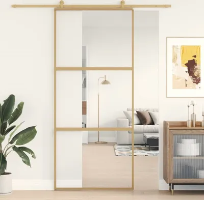 Produktbild von Drzwi przesuwne Golden 90x205 cm ESG przezroczyste szkło i aluminium