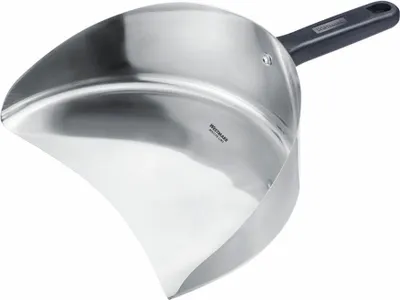 A stainless steel Döner-/Gyros-Schaufel (scoop) with a black handle, presented against a white background.