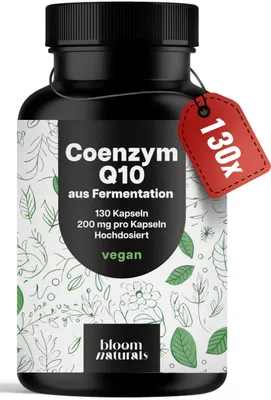 Produktbild von Bloom Naturals Coenzym Q10 200mg vegan 130 Kapseln