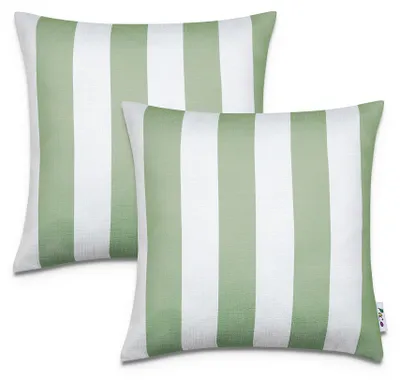 Produktbild von 2er Set Kissenbezug 45x45 Dekokissen Kissenhülle Streifen Indoor Outdoor Deko
