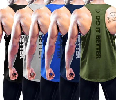 Produktbild von Herren-Tanktops ohne Ärmel mit V-Ausschnitt und atmungsaktivem Mesh-Material, erhältlich in verschiedenen Farben