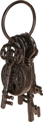 Immagine prodotto di Portachiavi decorativo vintage con serratura in ghisa marrone H22cm