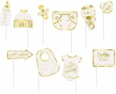 Produktbild von Foto-Props Hello Baby Gold 10-tlg. Babyparty Dekoration für Mädchen