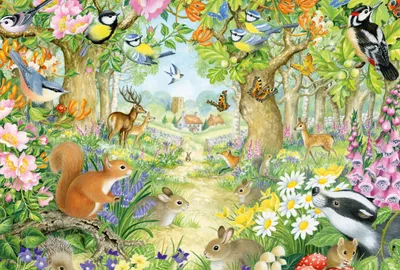 Productafbeelding van Dieren in het bos. Puzzel van 100 stukjes