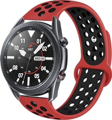 Produktbild von Strap-it Samsung Galaxy Watch 3 45mm Sportarmband (Rot/Schwarz)