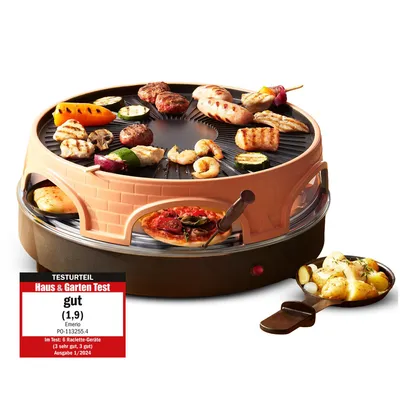 Produktbild von Emerio Pizzarette 3-in-1 Original – Raclette und Grill – Pizzaofen für 6 Personen - Gourmet-Set – PO-113255.4 – 1500W