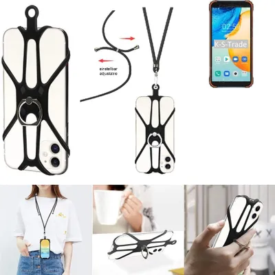Produktbild von K-S-Trade 3in1 Handykette Handyband Handykordel Halsband Smartphone-Ring Handy-Ring kompatibel mit Blackview BV4900 Pro Fingerhalterung Handyring