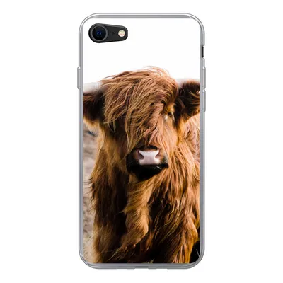 Produktbild von MuchoWow® Handyhülle Schutzhülle Hülle für iPhone SE 2020 Schottische Highlander - Landschaft - Kuh - Braun - Tiere - Natur Silikon Softcase Handy Hülle - Kartenbesitzer