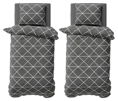 Produktbild von 4 teilige Bettwäsche 135x200 cm Baumwolle Renforce Bettbezug Garnitur Set Triangle Dreieck Anthrazit
