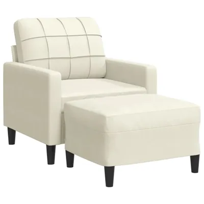 Image de Fauteuil avec repose-pied Crème 60 cm Velours
