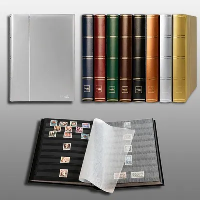 Produktbild von Prophila Collection Metallic Edition 64 Schwarze Seiten Briefmarkenalbum Einsteckbuch wattierter silberner Einband