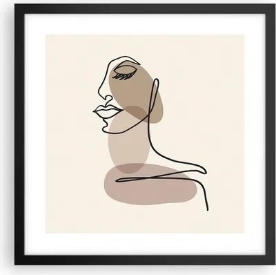 Produktbild von Gerahmtes Poster - Schwarzer Rahmen - Zeichnung einzeilig Frau - 40x40 cm - Wand Bild - Wanddeko - Wandbilder - Kunstposter - Wandposter - Bilderrahmen - Bilder - Kunstdruck - P2BAC40x40-4612
