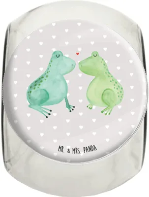 Produktbild von Mr. & Mrs. Panda Kaffeedose Frosch Liebe XL 2000ml - Grau Pastell - Geschenk, Hochzeitstag, gewürzglas, Freund, Hocheitstag, Vorratsglas, Süßigkeitenglas, Frischhaltedose
