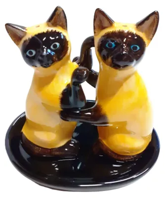 Image de Poivrières et salières décorées de motifs de chats siamois