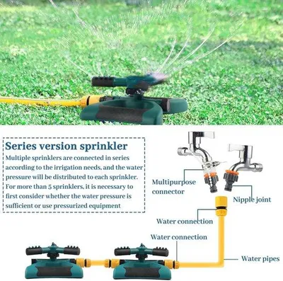 Produktbild von Gartenregner 360 Grad rotieren - 3-armiger Sprinkler für Rasen - automatischer Außenwasserregner - QuickShopping