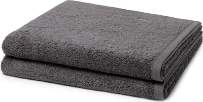 Produktbild von Ross Vita 2 X Duschtuch im Set Weiches Material mit hohem Flächengewicht, Modische Farben für frische Akzente, Elegante Bordüre und Logo-Stickerei dunkelgrau 70 X 140cm