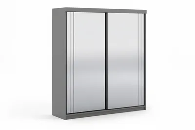 Produktbild von Kleiderschrank Schiebetürenschrank 200cm breit zweitürig Grau mit Spiegel