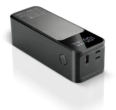 Productafbeelding van Powerbank 27.000 mAh, 1x USB, 2x USB-C, 162, 5 W, QC4+, ingebouwde zaklamp, LCD-display, zwart