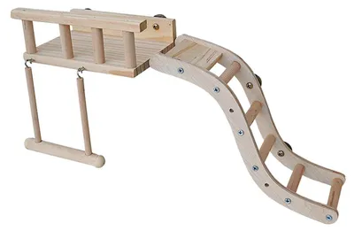 Productafbeelding van Houten vogel speelplaats met schommel, zitstokken en een ladder, geschikt voor siervogels