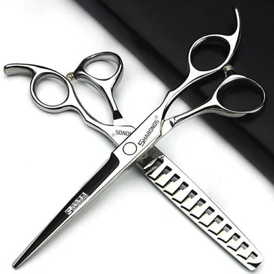 Immagine prodotto di Set professionale per taglio capelli, acciaio inossidabile, forbici da parrucchiere da 6,5/7/7,5 pollici, colore argento