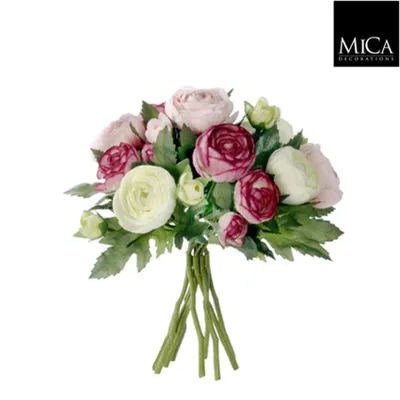 Image de Mica Decorations Bouquet de fleurs artificielles de renoncules - H22 x Ø19 cm - Rosé