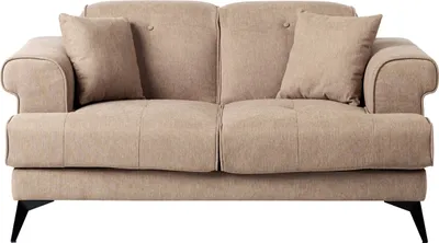 Produktbild von BELIANI Sofa Hellbraun aus Stoff 2-Sitzer Gepolstert mit Verstellbaren Kopfstützen Moderner Stil Polstersofa Stoffsofa Wohnzimmermöbel