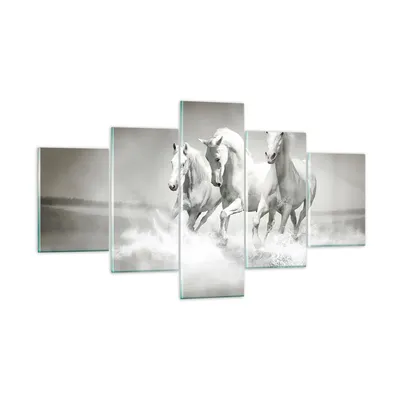 Produktbild von Bilder auf glas - Bauernhof pferde galopp freiheit - 125x70cm - Glasbilder - Wandbilder - Kunstdruck - zum Aufhängen bereit - Wanddekoration aus Glas - Glas Bilder - Wandbild auf Glas - GEA125x70-2389