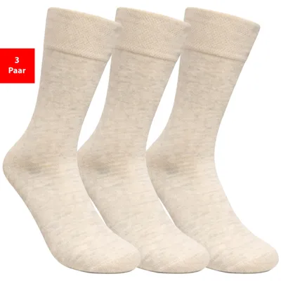 Produktbild von Gesundheitssocken Socken ohne Gummibund & Naht – Komfort Baumwolle Damen Herren - Beige 35-38 3 Paar