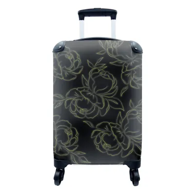 Produktbild von MuchoWow® Koffer Handgepäck Trolley Rollkoffer Kleine Reisekoffer mit 4 Rollen - Blumen - Rosen - Muster - Neon - Cabin Size < 55x40x23 cm & 55x40x20 cm - Fotokoffer - Kabinenkoffer - Boardgepäck - Reise-Box - Reisekoffer - Reisegepäck - Koffer mit Bild - Trolley für Kinder