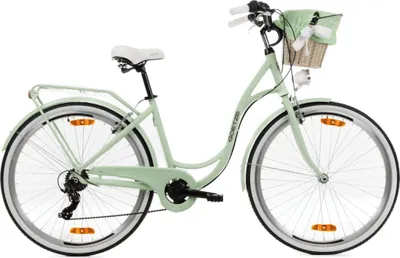 Produktbild von Goetze Mood 28 Zoll City Bike, 18 Zoll Aluminum Rahmen, 7-Gang Shimano Tourney, V-Bremse, LED-Beleuchtung, Komfortsattel, Rattankorb mit Bezug