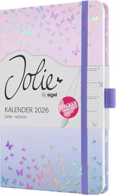 Produktbild von Wochenkalender Jolie ca. A5 Hardcover Butterfly Confetti Candy 2026.